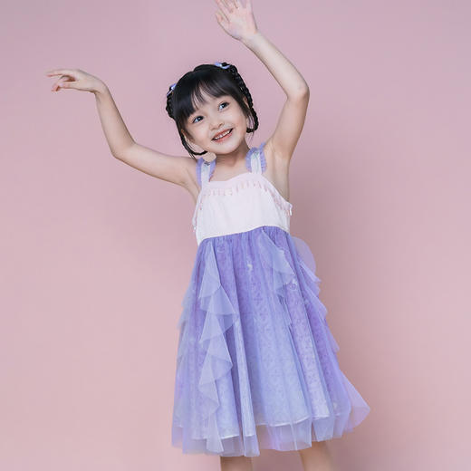 小嫒記春夏新款女童汉服国风中式时装周走秀款-丁香襦裙 商品图3