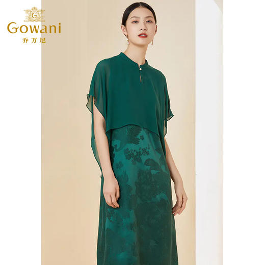 乔万尼夏季新款真丝桑蚕丝假两件连衣裙高端披肩设计EI2E708 商品图2