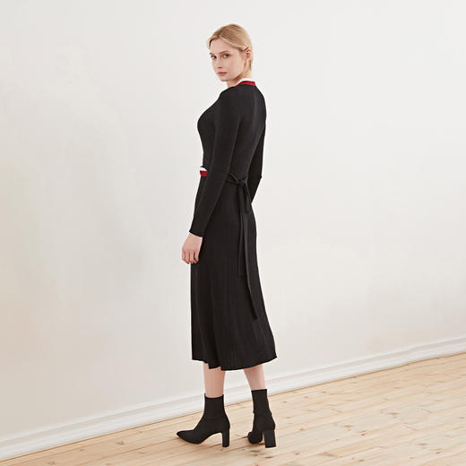 【100%羊毛中长款针织开衫裙】秋冬新品女士针织开衫系带收腰针织开衫外套 商品图4