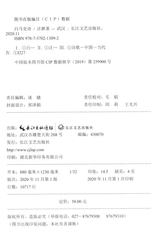 (仓发) 白马史诗/长江文艺出版社/汪渺/9787570213092 商品图1