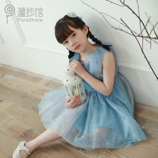 pureshare 女童连衣裙夏季宝宝可爱洋气气质大童礼服裙子-爱蓝格格 商品图4