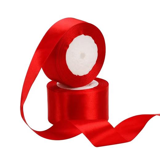 大红涤纶丝带缎带绸带包装带彩带婚庆红布条飘带红色丝带结婚喜庆礼品红色织带蝴蝶结缎带布绑带红绳子diy装饰材料1cm2.5cm4cm宽22m长 商品图1