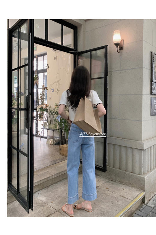 （清仓现货）【社群供V】天丝牛仔裤女宽松夏季直筒九分薄款高腰阔腿长裤涤纶 商品图2