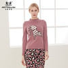 【企领刺绣羊绒衫 】羊绒世家秋冬女士100%羊绒衫花豹图案保暖毛衣 商品缩略图0