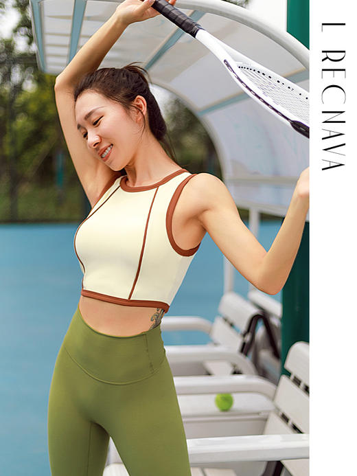 【坑条肌理】拼色显胸显腰直角肩带胸垫背心 商品图4