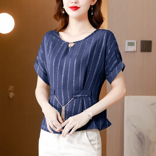 雪纺衫大码时尚宽松洋气条纹洋气小衫MZ802516 商品图7