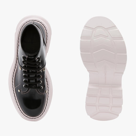 ALEXANDER MCQUEEN 亚历山大麦昆 Tread系带高帮皮靴 女士休闲鞋 黑色 595469 WHZ81 1488 商品图3