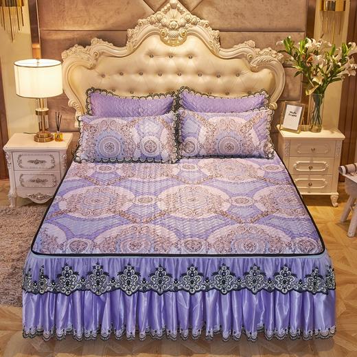 MJN 欧式蕾丝边可拆卸夹棉软可折叠可机洗冰丝席三件套 商品图3