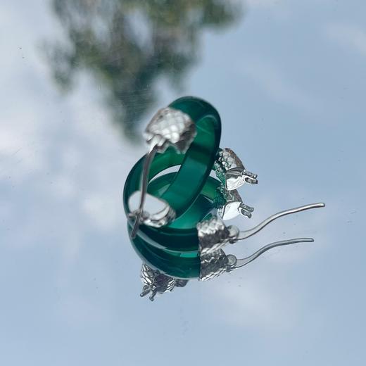 龙鳞玛瑙耳环-银绿 商品图2