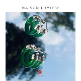 龙鳞玛瑙耳环-银绿