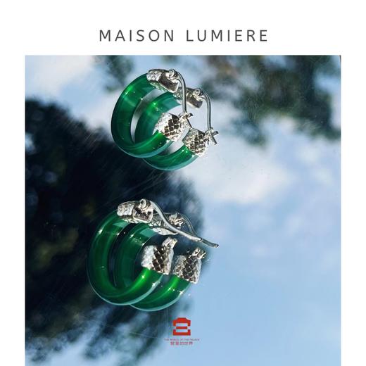 龙鳞玛瑙耳环-银绿 商品图0