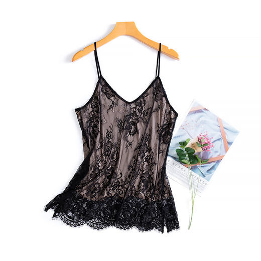 ARN-Y146法式蕾丝真丝打底春夏吊带宽松背心性感内搭缎面无袖V领上衣 商品图4