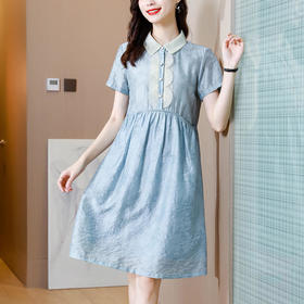 【AHM】2022夏季新款连衣裙女纯色天丝口袋抽绳收腰显瘦珍珠扣中长裙