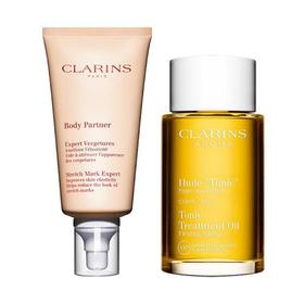 Clarins娇韵诗准妈妈身体护理yu防纹组合套装 抚纹身体霜200ml+身体护理油100ml