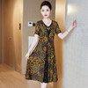 气质高贵，中老年短袖雪纺裙年轻妈妈夏装碎花连衣裙YZL-10166 商品缩略图1