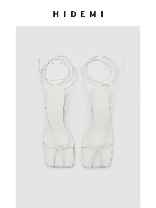 HIDEMI方头系带设计感小跟凉鞋 红色/黑色/白色/金色 商品图13