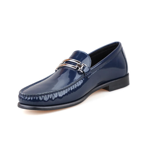 断码特价39码&40码--意大利原产手工制作高品质时尚舒适男士乐福鞋U0550013/614-蓝黑色 商品图5