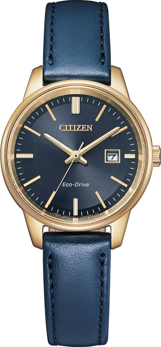 西铁城日本官方正品时尚简约表盘皮带光动能情侣女士手表EW2662-19L 商品图1