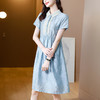 【AHM】2022夏季新款连衣裙女纯色天丝口袋抽绳收腰显瘦珍珠扣中长裙 商品缩略图2