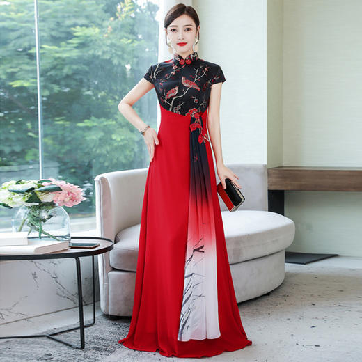改良显瘦旗袍长款大合唱团长裙礼服走秀表演出服  KY-5283 商品图2