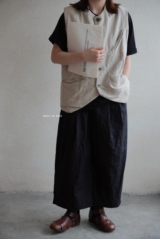 apuntob 黑色皱褶阔腿裤休闲裤 商品图4