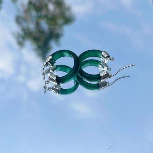 龙鳞玛瑙耳环-银绿 商品图3