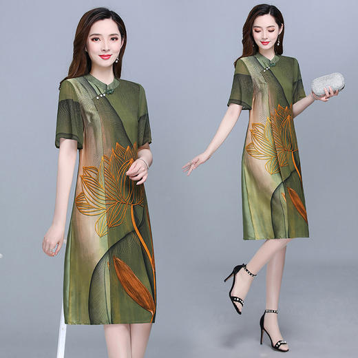 YWE BYMX8839修身贵夫人连印花衣裙 商品图0