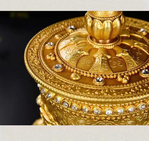 纯铜精工指捻观音心咒转经轮｜手动转经轮  大小号  大号经文15万遍 小号8万遍 商品图0