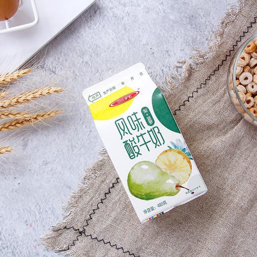 三元风味酸牛奶（梨+菠萝）480g 商品图1