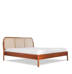 【清仓折扣】伽罗 JALO 藤网款北欧MCM风格樱桃木木床(M03)