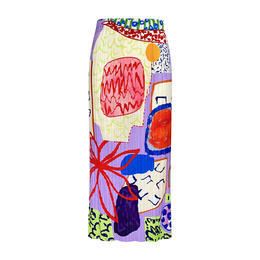 QC 5308小众印花百褶裙休闲中长款A字包臀裙 商品图0