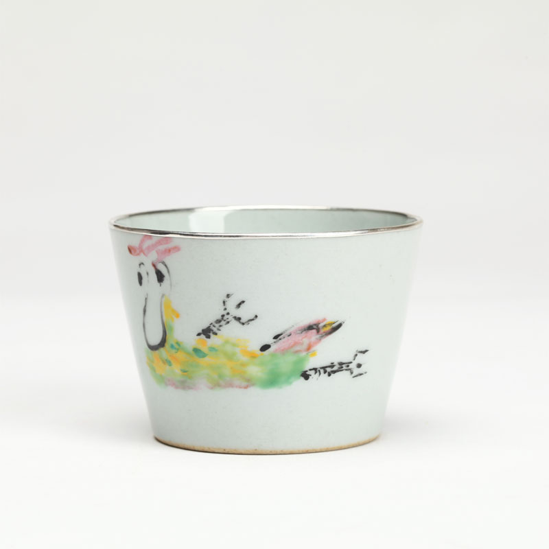 易都-【春江】仿古灰釉彩绘主人杯 | 吾杯