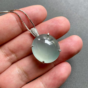 高冰种淡蓝水翡翠鸽子蛋吊坠戒指两用