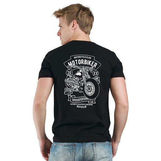 自由基地复古机车美式青春短袖T恤流行合体圆领印花休闲创意半袖T NMT-1870 商品图1