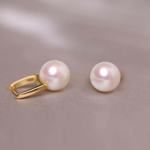 美裕 【弦歌】银925淡水珍珠耳钉 8-8.5mm白105621 商品图3