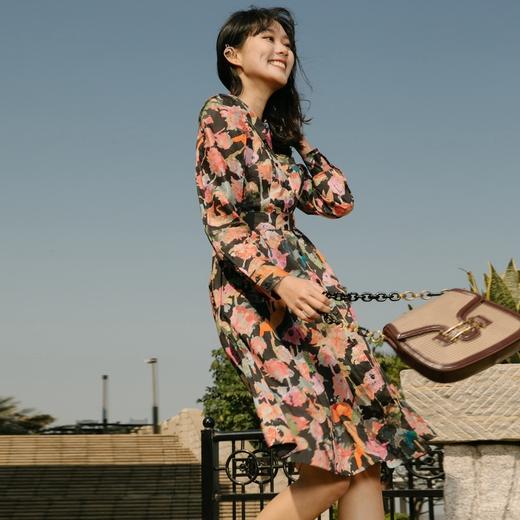 谜底2022新款纯棉印花时尚收腰A摆连衣裙女227ML6130 商品图0