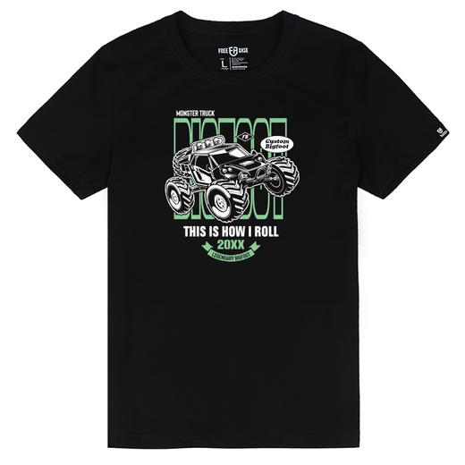 自由基地男装大脚怪越野车图案印花全棉短袖T恤户外休闲半袖队服 NMT-1881 商品图1