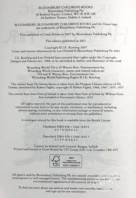 【中商原版】哈利波特1-7册套装 拉文克劳学院精装版 Harry Potter Ravenclaw House Editions Hardback Box Set  J K Rowling 商品图6
