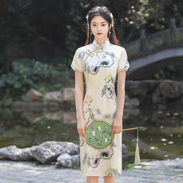 QY时尚减龄日常可穿素雅修身旗袍裙 商品图10