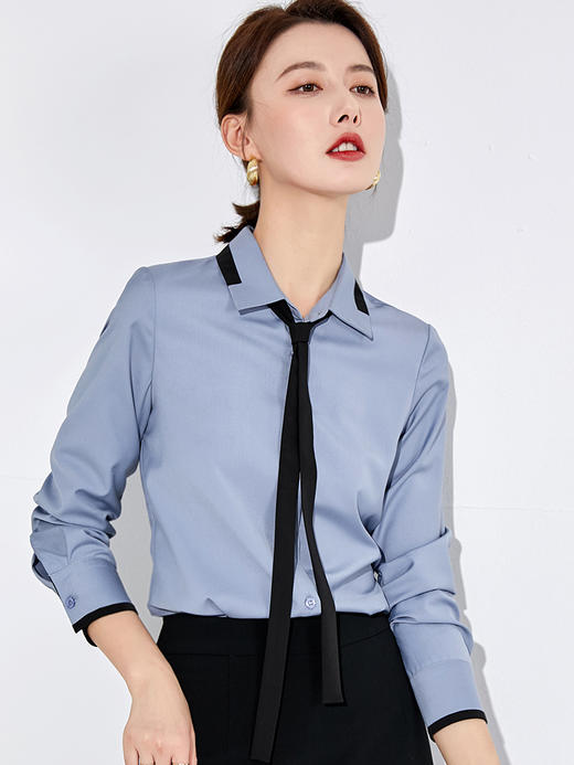 艾尚臣衬衫女薄款夏长袖职业通勤衬衣洋气百搭韩版时尚职场ol上衣 商品图1