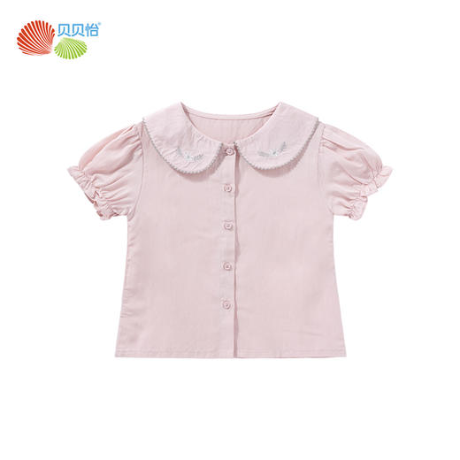 贝贝怡儿童短袖T恤女童夏季新品松紧袖口宝宝外出衣服上衣柔软透气 商品图3