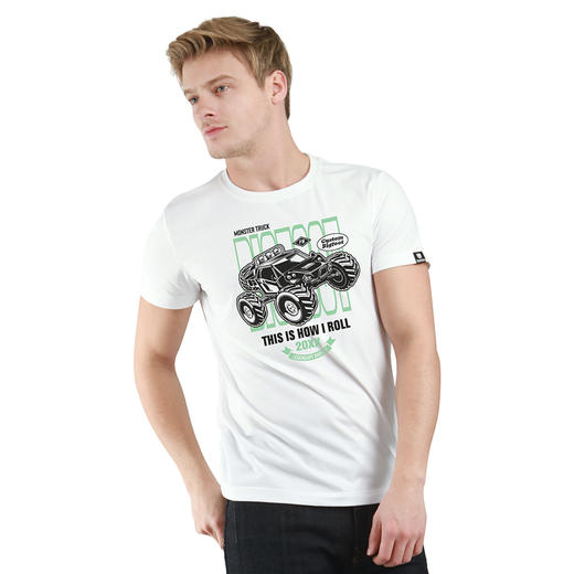 自由基地男装大脚怪越野车图案印花全棉短袖T恤户外休闲半袖队服 NMT-1881 商品图0