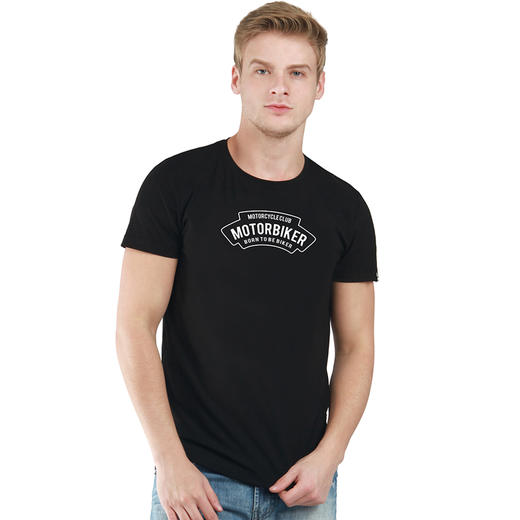 自由基地复古机车美式青春短袖T恤流行合体圆领印花休闲创意半袖T NMT-1870 商品图0