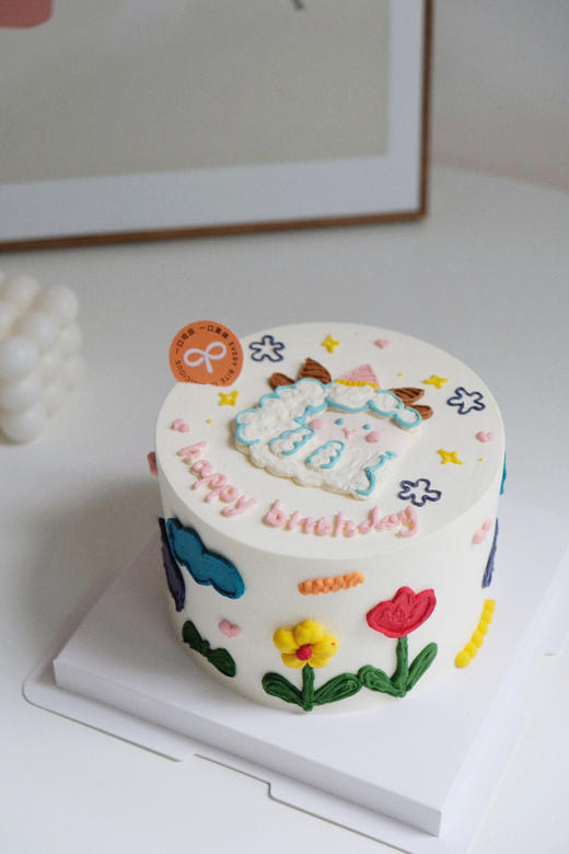 小羊羊乐开花手绘蛋糕 商品图0