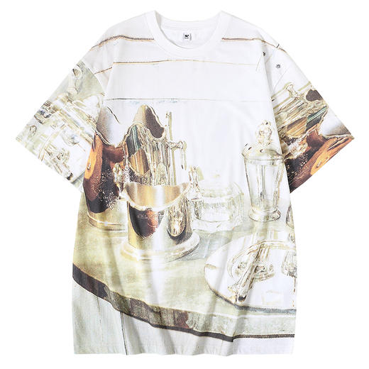 CryingCenter 复古感金属餐具照片印花短袖 哭喊中心 商品图1