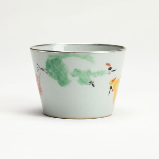 易都-【三吉图】仿古灰釉彩绘主人杯 | 吾杯 商品图1