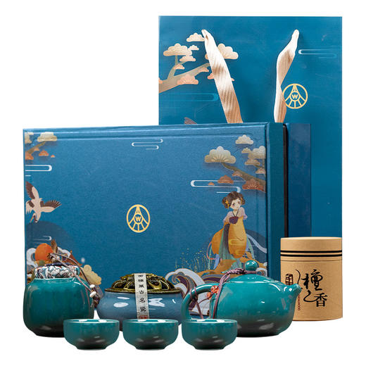 积分兑换  五粮檀香礼盒 羊脂玉瓷描金（茶具套装） 商品图0