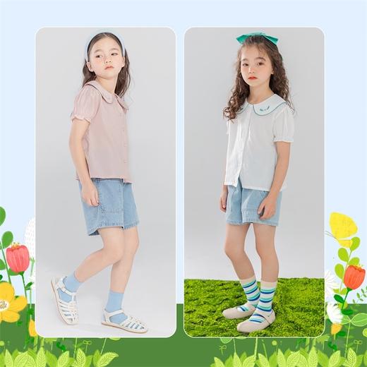 贝贝怡儿童短袖T恤女童夏季新品松紧袖口宝宝外出衣服上衣柔软透气 商品图1