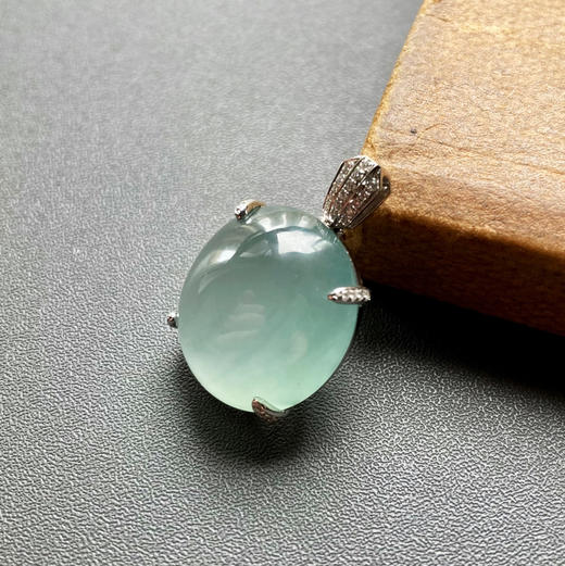 高冰种淡蓝水翡翠鸽子蛋吊坠戒指两用 商品图1
