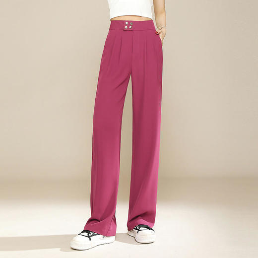 AL86802高腰冰丝阔腿裤女夏季新款垂感小个子休闲西装裤时尚显瘦拖地长裤 商品图0